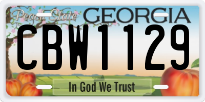 GA license plate CBW1129