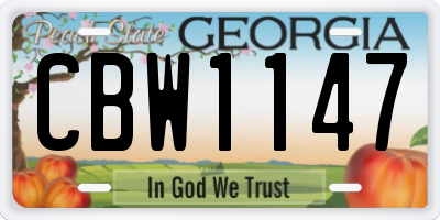 GA license plate CBW1147