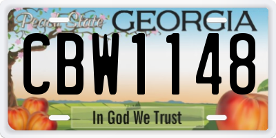 GA license plate CBW1148
