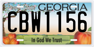 GA license plate CBW1156