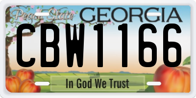 GA license plate CBW1166