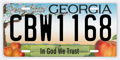 GA license plate CBW1168