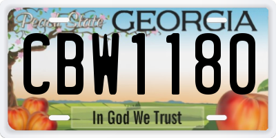 GA license plate CBW1180