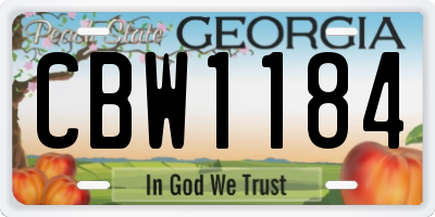 GA license plate CBW1184