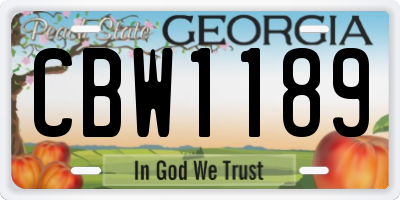 GA license plate CBW1189