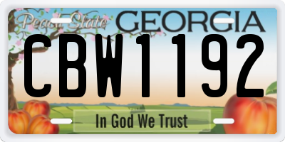 GA license plate CBW1192