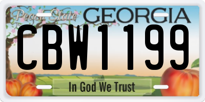 GA license plate CBW1199