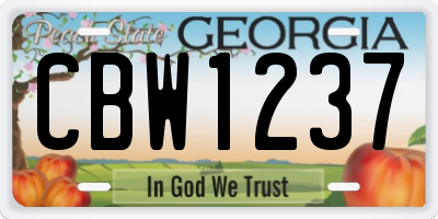 GA license plate CBW1237