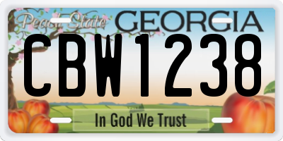 GA license plate CBW1238