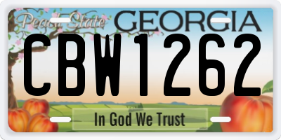 GA license plate CBW1262