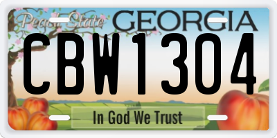 GA license plate CBW1304