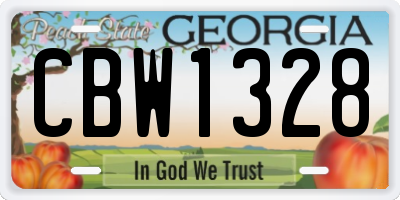 GA license plate CBW1328