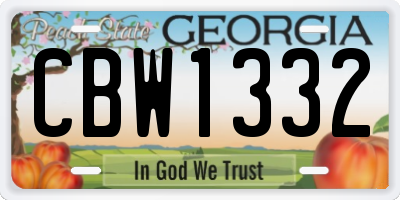 GA license plate CBW1332