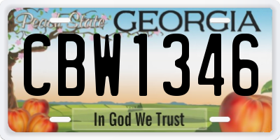 GA license plate CBW1346