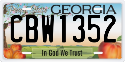 GA license plate CBW1352