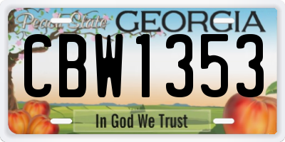 GA license plate CBW1353