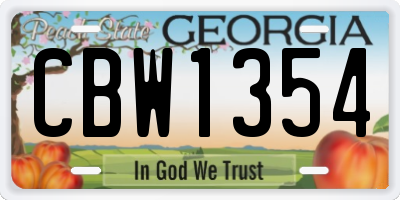 GA license plate CBW1354