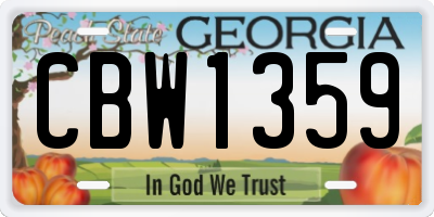 GA license plate CBW1359