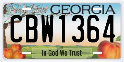 GA license plate CBW1364