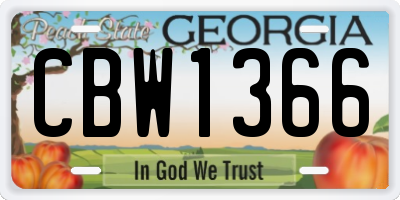 GA license plate CBW1366