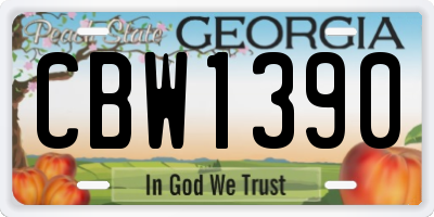 GA license plate CBW1390