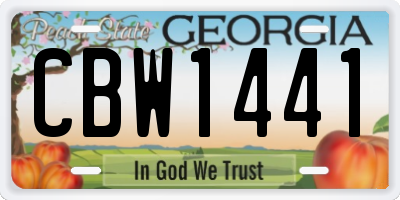 GA license plate CBW1441