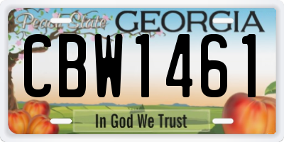 GA license plate CBW1461