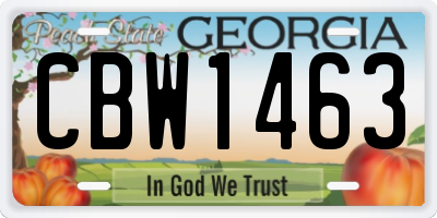 GA license plate CBW1463