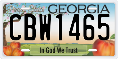 GA license plate CBW1465