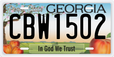 GA license plate CBW1502