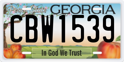 GA license plate CBW1539