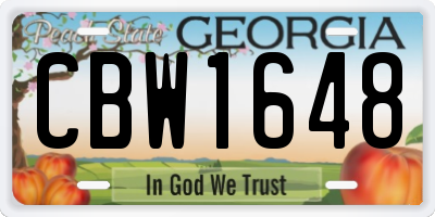 GA license plate CBW1648
