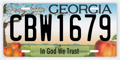 GA license plate CBW1679