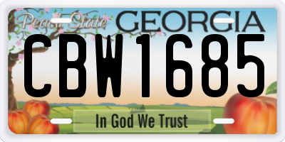 GA license plate CBW1685