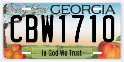 GA license plate CBW1710