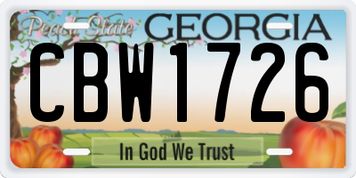 GA license plate CBW1726
