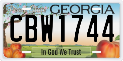 GA license plate CBW1744