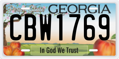 GA license plate CBW1769