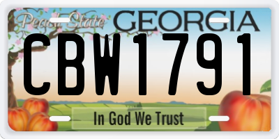 GA license plate CBW1791