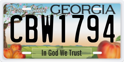 GA license plate CBW1794