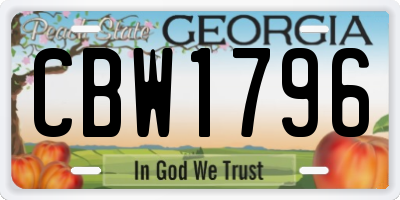 GA license plate CBW1796