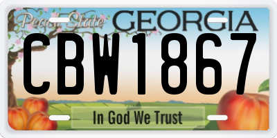 GA license plate CBW1867