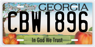 GA license plate CBW1896