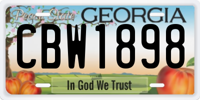GA license plate CBW1898