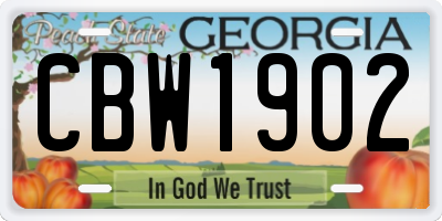 GA license plate CBW1902