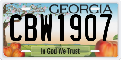 GA license plate CBW1907
