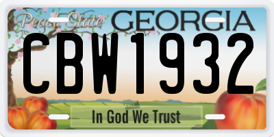 GA license plate CBW1932