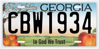 GA license plate CBW1934