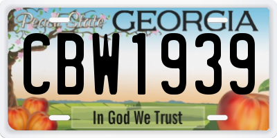 GA license plate CBW1939