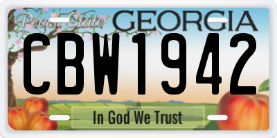 GA license plate CBW1942